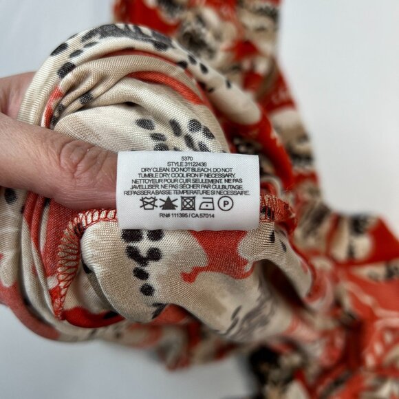 Tory Burch Maddie Silk Maxi Dress WallFlower Floral Print Orange White Wrap XS - Picture 11 of 11